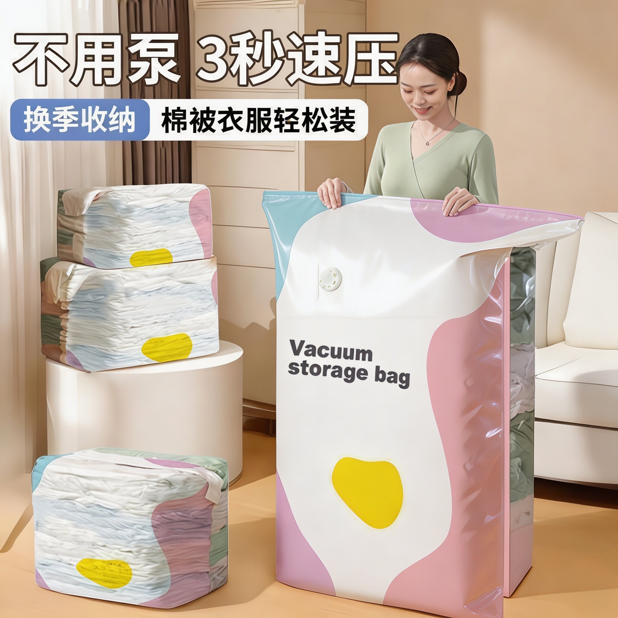 免抽气真空压缩袋家用棉被衣物收纳袋学生宿舍行李搬家打包密封袋