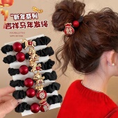 新年红色小马丸子头发圈头绳发饰女2026新款 马年扎头发绳皮筋头饰