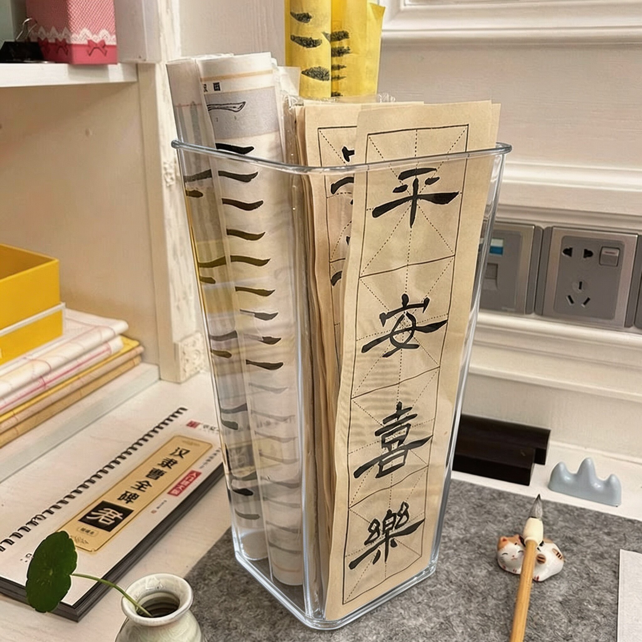 透明方形书法卷轴收纳筒