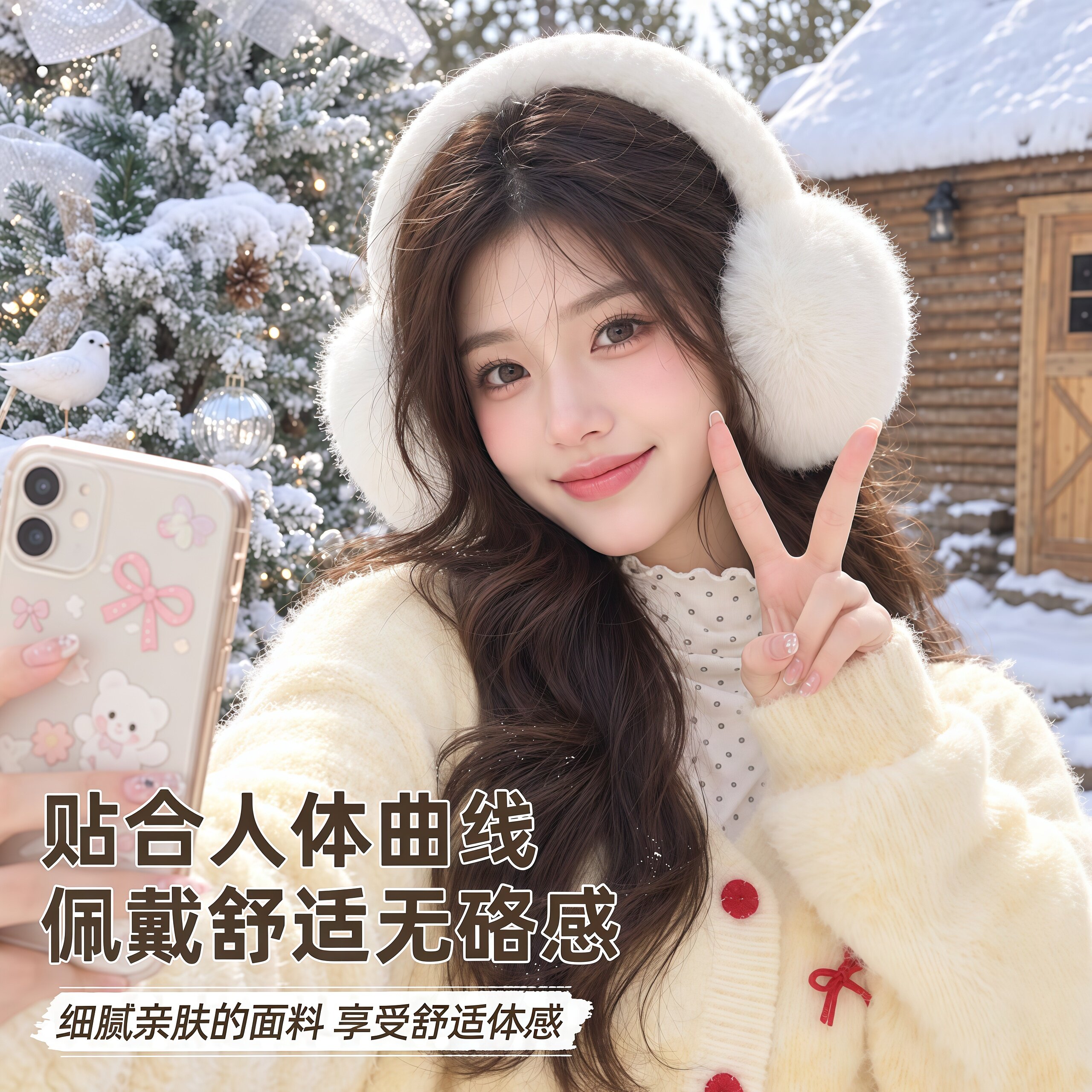 冬季可爱毛绒折叠保暖耳罩女款