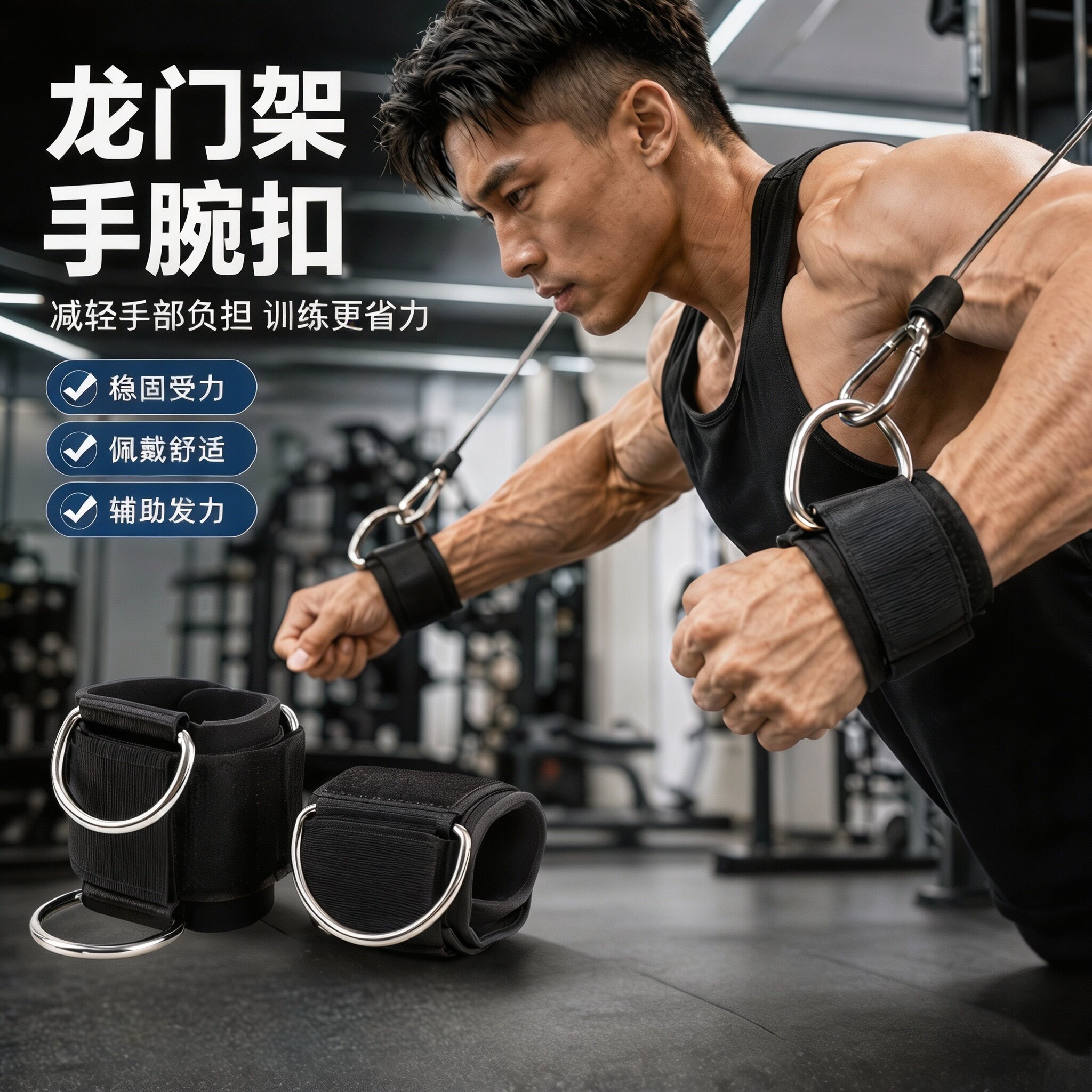 龙门架手腕护腕带手环扣练胸臂