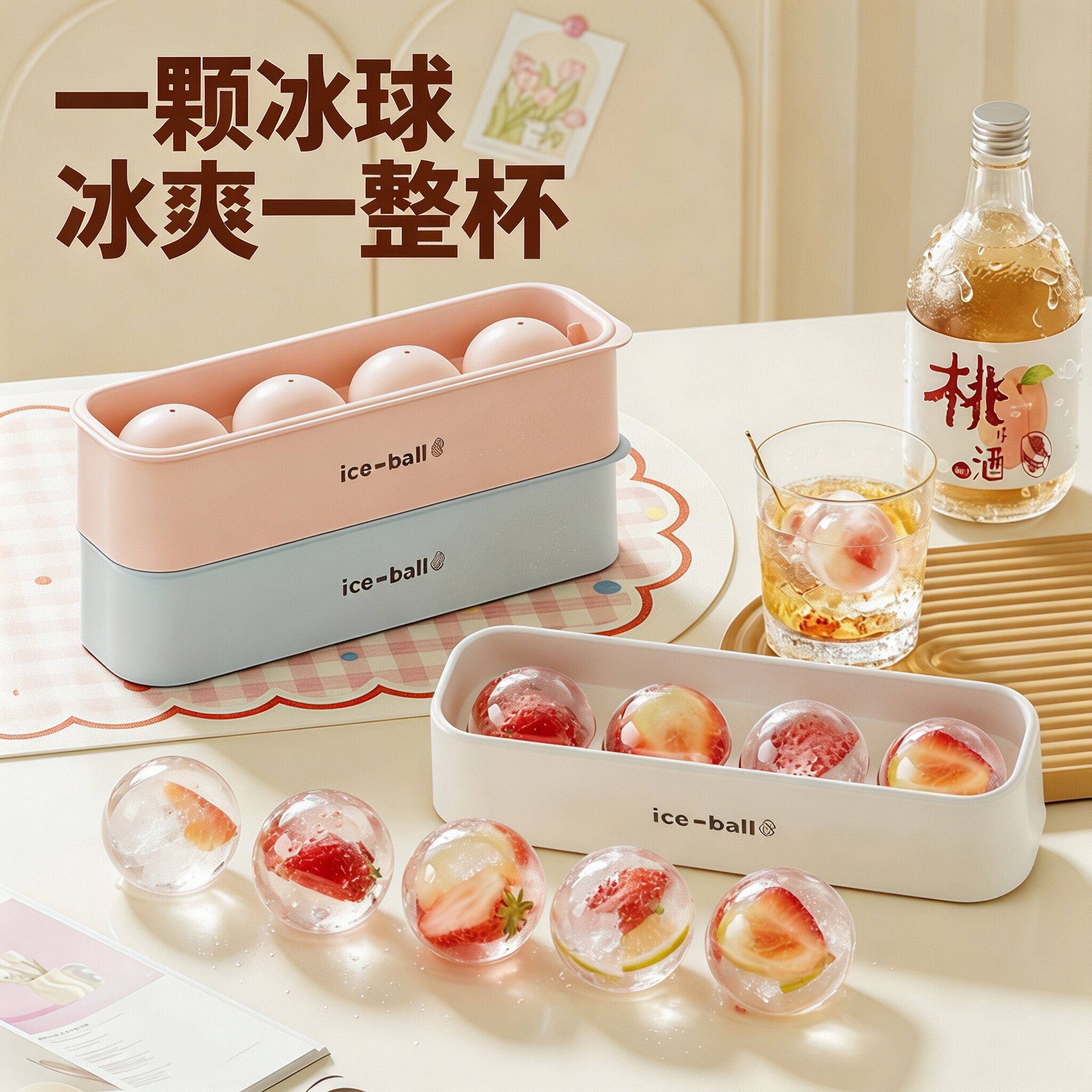 家用大冰球制冰模具威士忌冰格