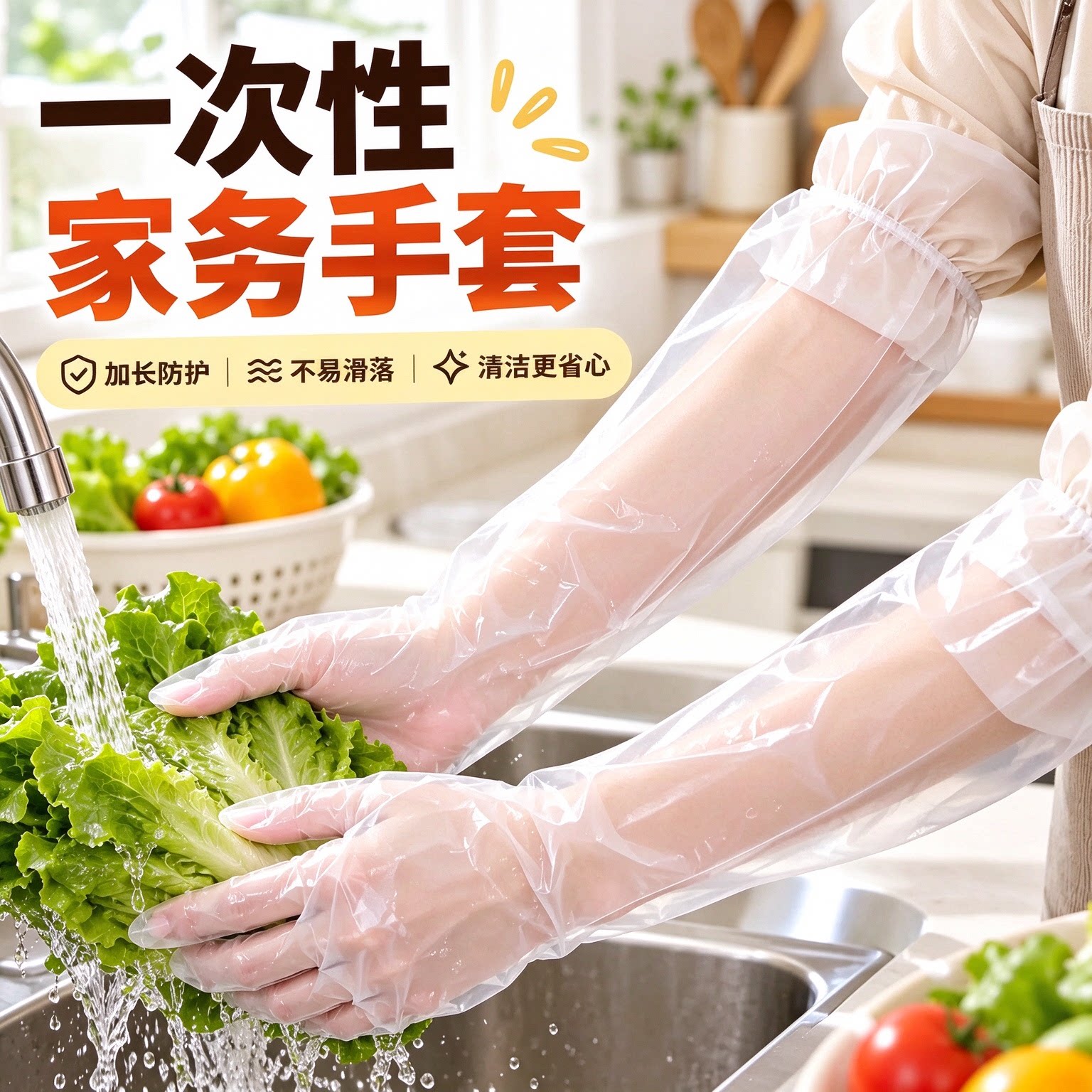 一次性加厚长袖厨房手套
