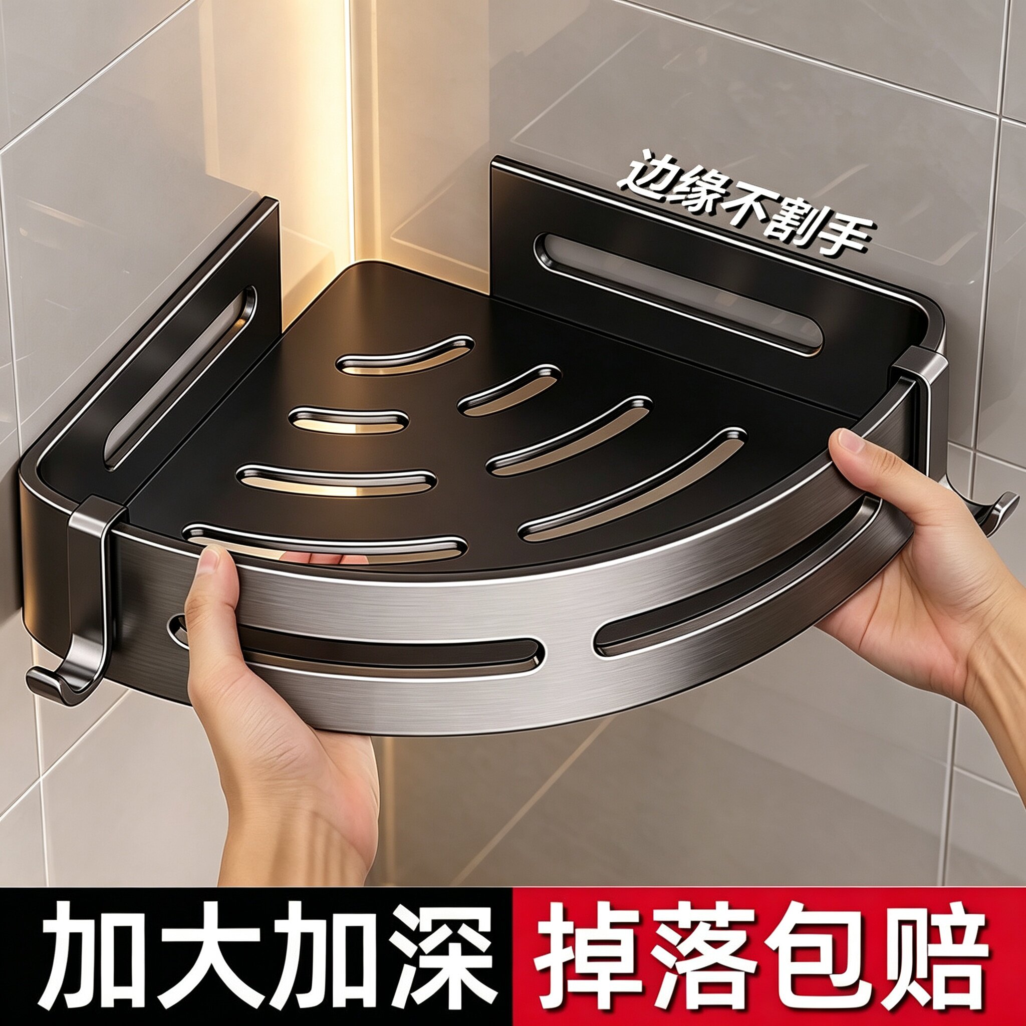 浴室免打孔吸盘转角置物架