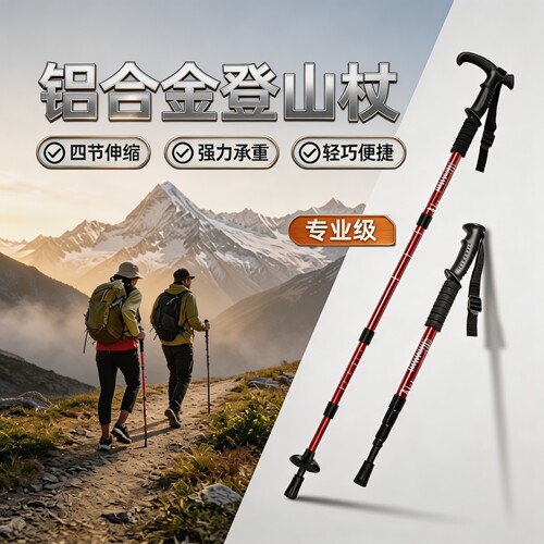 专业户外登山手杖棍可伸缩铝合金
