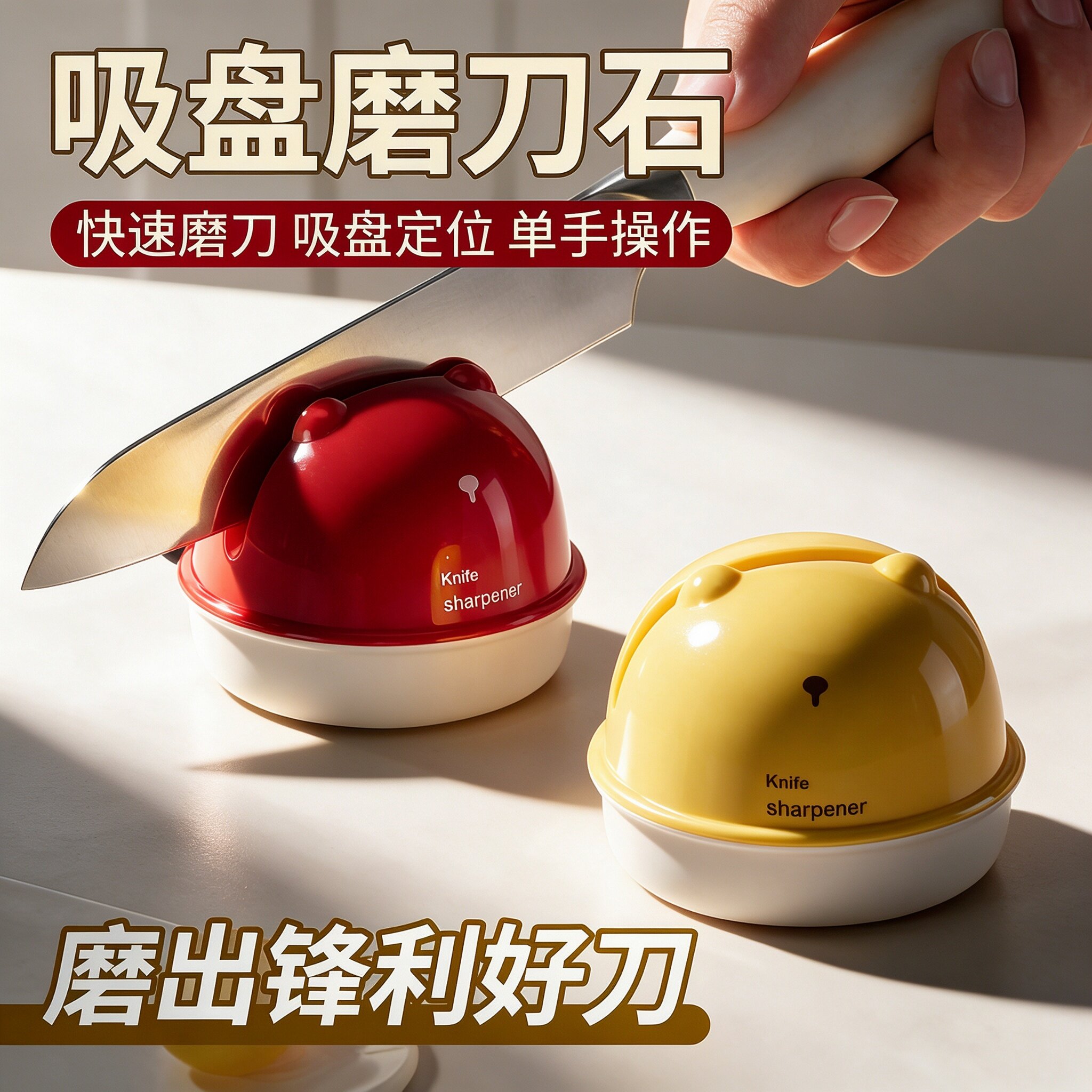 萌熊吸盘磨刀器家用快速磨刀