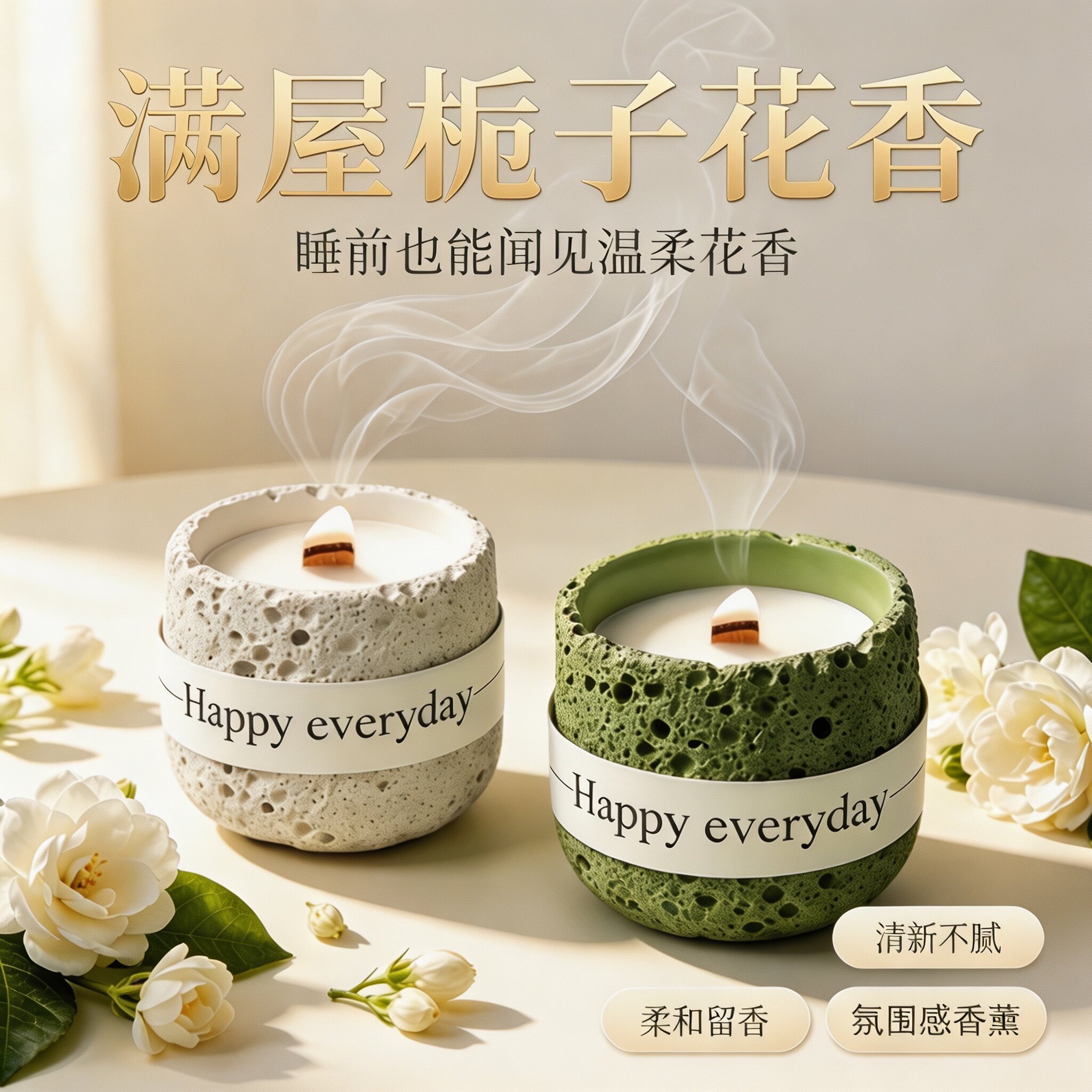 栀子花桂花香薰蜡烛持久留香