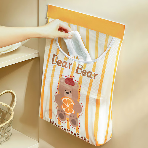 垃圾袋收纳神器魔术贴网兜壁挂式