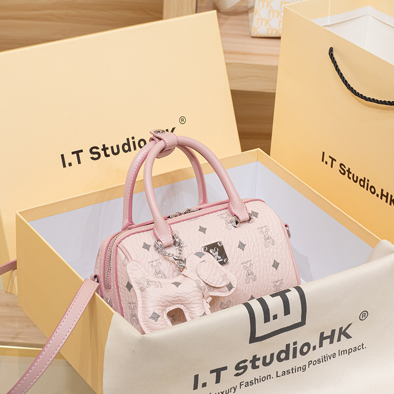 CITEX LV官方旗舰店香港真皮波士顿枕头包包女2025新款小众单肩斜