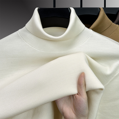 羊毛衫男精纺纯羊毛中青年男士高领毛衣冬季加厚针织衫白色打底衫