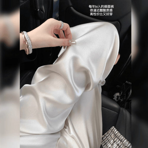 醋酸缎面阔腿裤女大码胖mm2026新款夏季薄款冰丝裤国风新中式裤子