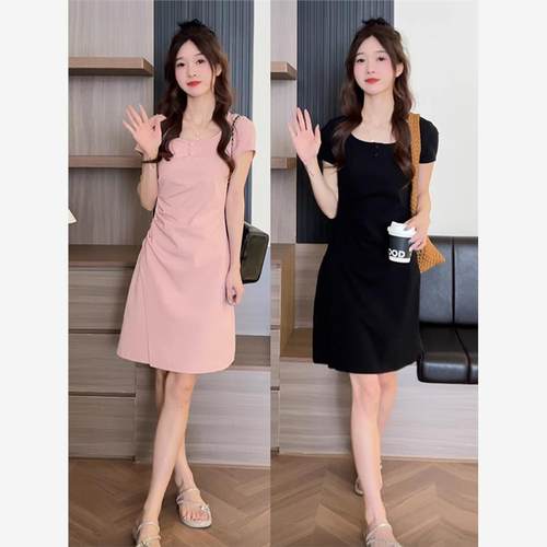 温柔风粉色连衣裙子女夏