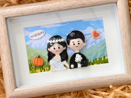 石塑粘土照片定制人偶手工diy相框礼物情侣订婚结婚结婚礼物真人
