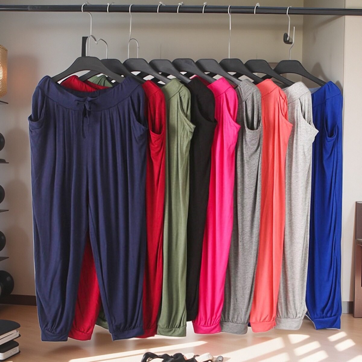 莫代尔哈伦裤女夏束脚运动束腿宽松薄款奶奶防蚊裤萝卜面膜灯笼裤