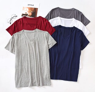 夏季男士短袖T恤莫代尔纯棉圆领睡衣家居服宽松上衣新款打底汗衫