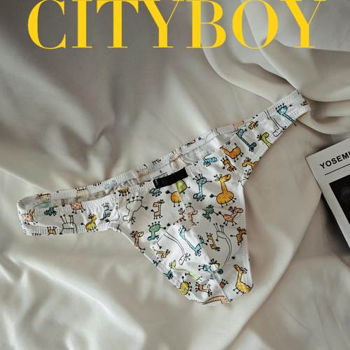 欧美男生青年卡通内裤棉质低腰新款U凸丁字裤性感潮健身运动裤衩