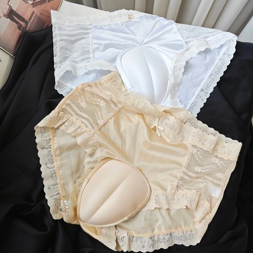 2025新款高级缎面男女通用鲍鱼裤骆驼趾伪娘CD假阴男变女男娘内裤