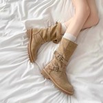 美拉德复古马丁靴女小个子内增高骑士靴显腿长中筒靴4143大码女靴