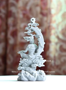 优选逍遥水月 自在观音中式阳E台盆景装饰鱼缸造景桌面摆件礼