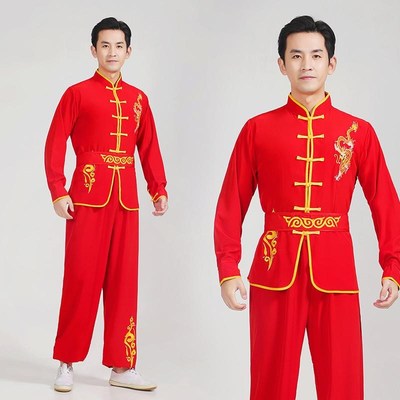 新选舞龙服装练功服舞q狮锣鼓服腰鼓服轿夫打鼓服演出服男女武术