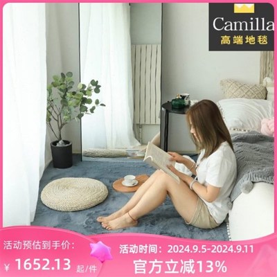 精选Camilla仿兔毛卧室地毯ins风少女床M边柔软地垫毛绒纯色客厅