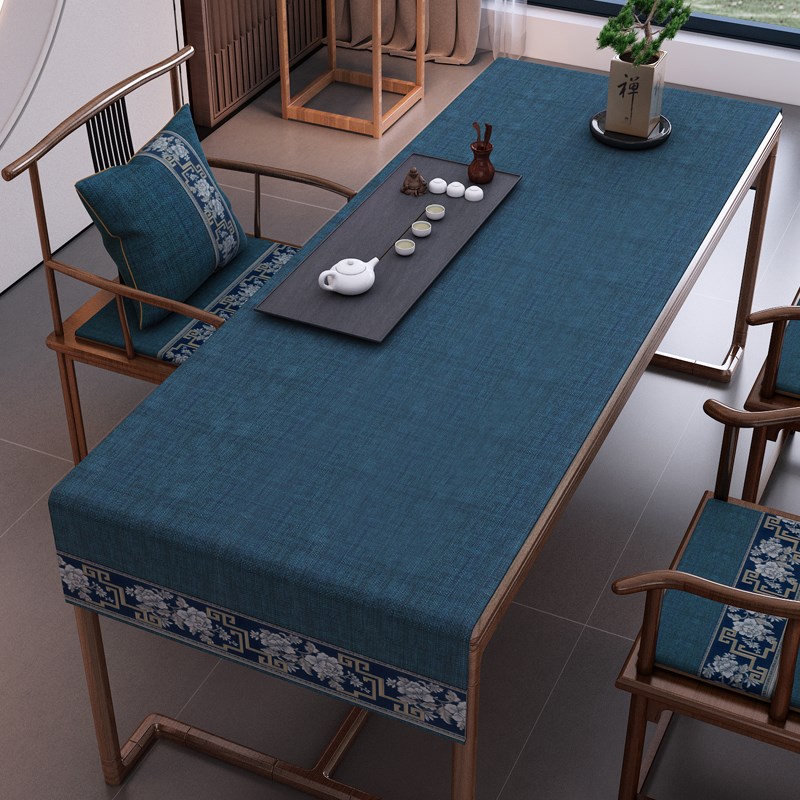 优选新中式茶g桌台布书桌禅意桌布古典中国风办公室茶几桌布防水