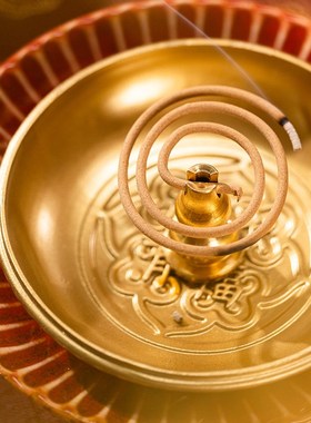 精选铜蒸蒸日上小财包花丝香薰套J装摆件中式茶桌案台布置香