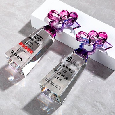 精选新款水晶琉璃奖杯定制创x意表彰奖杯公司嘉奖年会表彰纪念奖