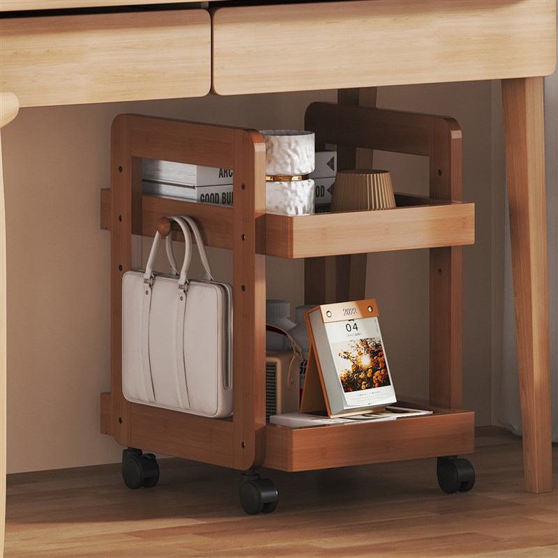 优选书包置物h架可移动书架落地家用放书包抽屉柜带轮办公室桌下