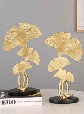 优选新中式银杏叶摆件轻奢高档客厅电视柜K装饰品书房书架布置树