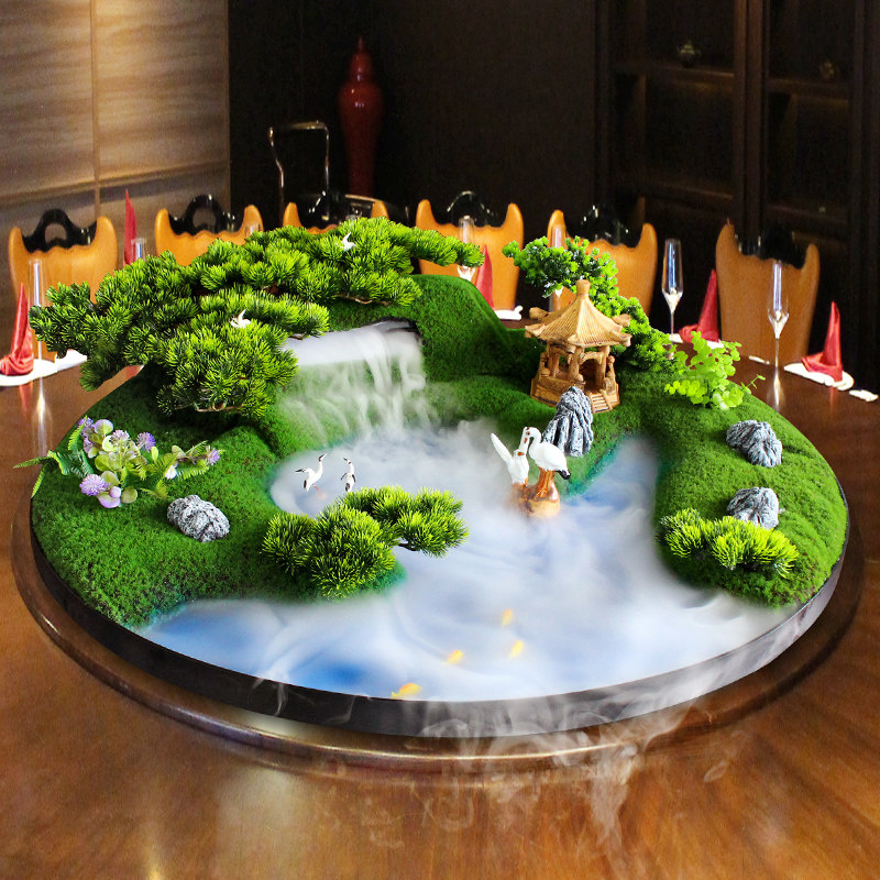 精选新中式酒店会所j饭厅大x圆桌中间转盘假真套装微景观摆件台面,家居饰品,餐桌花艺,淘宝优惠券,粉丝福利购,淘宝优惠卷