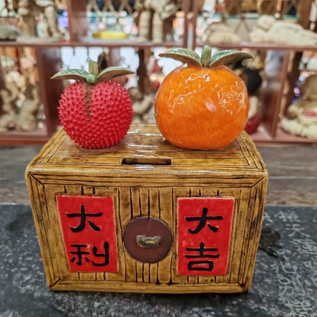 陶瓷仿真水果荔枝苹果储钱罐