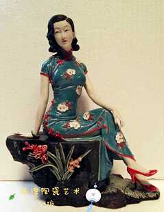 石湾公仔陶瓷工艺仕女梅兰竹菊兰花精品博古架摆件林伟东手工精品