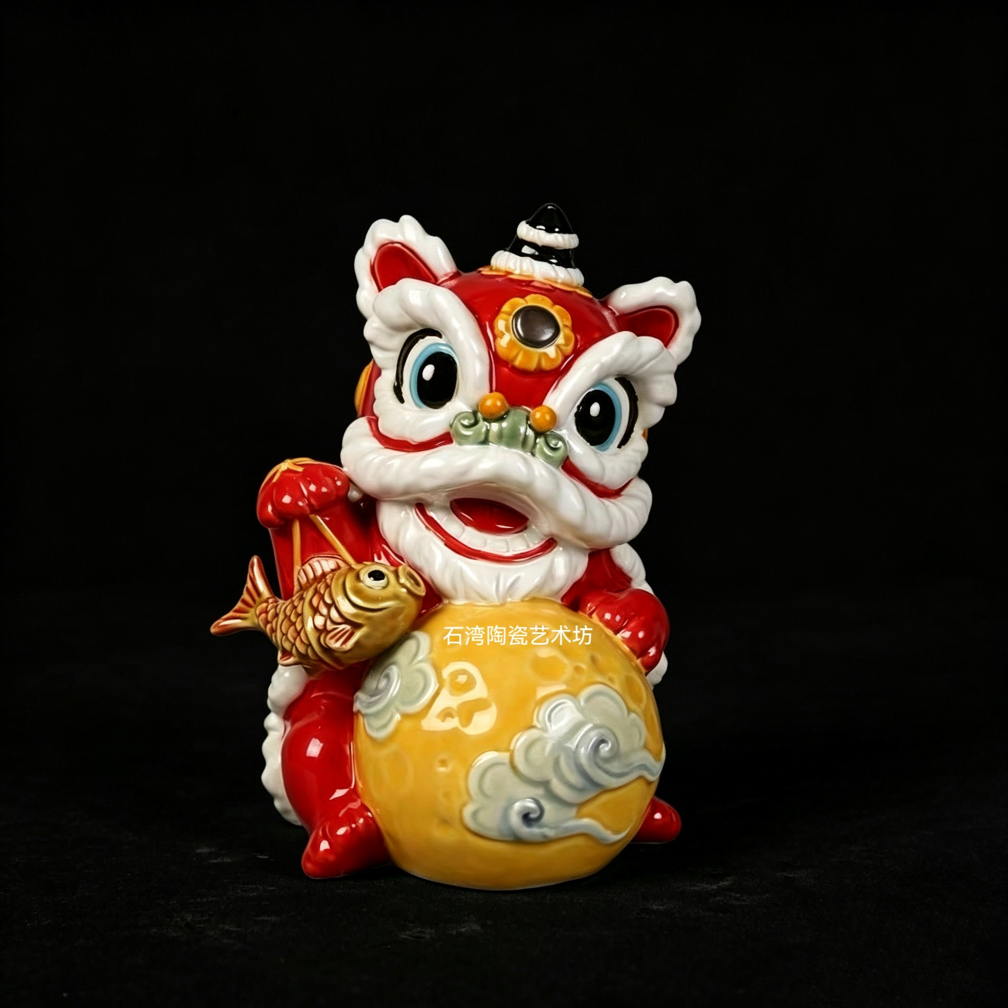 石湾公仔陶瓷狮子手工精品摆件
