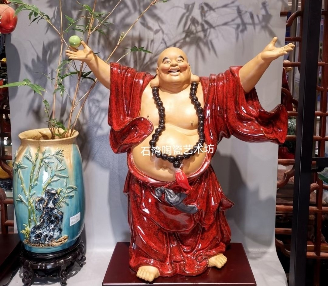 陶瓷弥勒佛大肚佛招财风水摆件图片