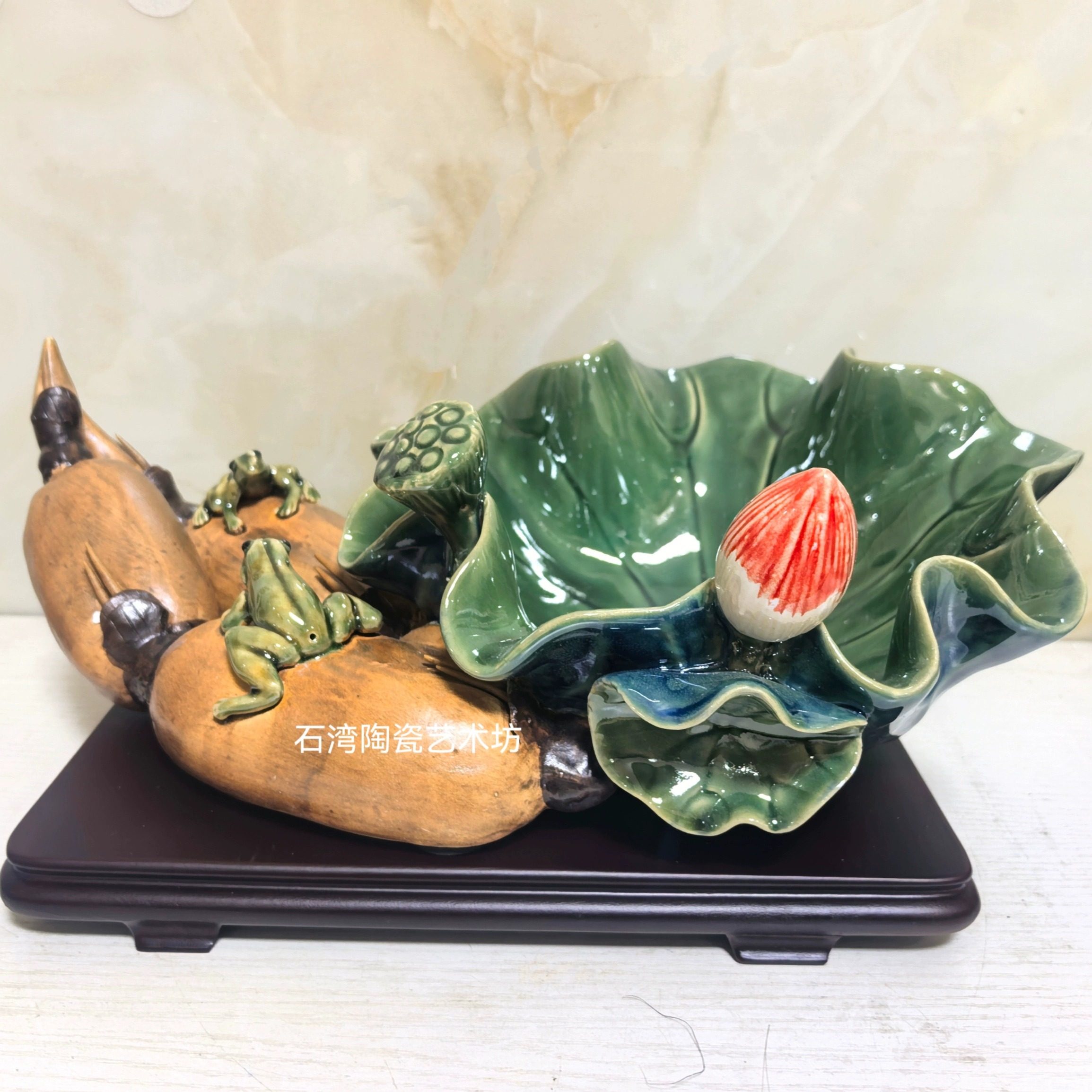 陶瓷荷花莲藕果盘手信礼品摆件