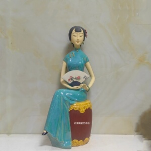 陶瓷民国旗袍仕女大家闺秀手工品
