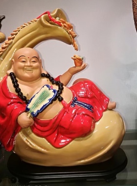 石湾陶瓷笑弥勒佛中式禅意摆件