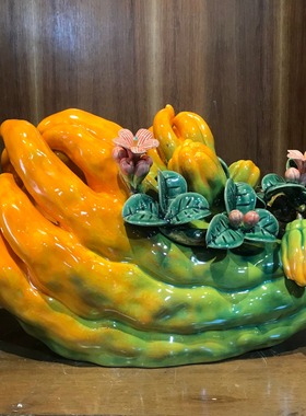 陶瓷仿真植物佛手瓜手工摆件