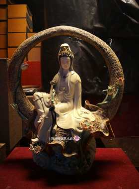 冯志伟水月观音玄关供奉石湾陶瓷