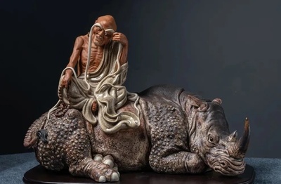 陶瓷罗汉犀牛灵犀妙语犀牛罗汉