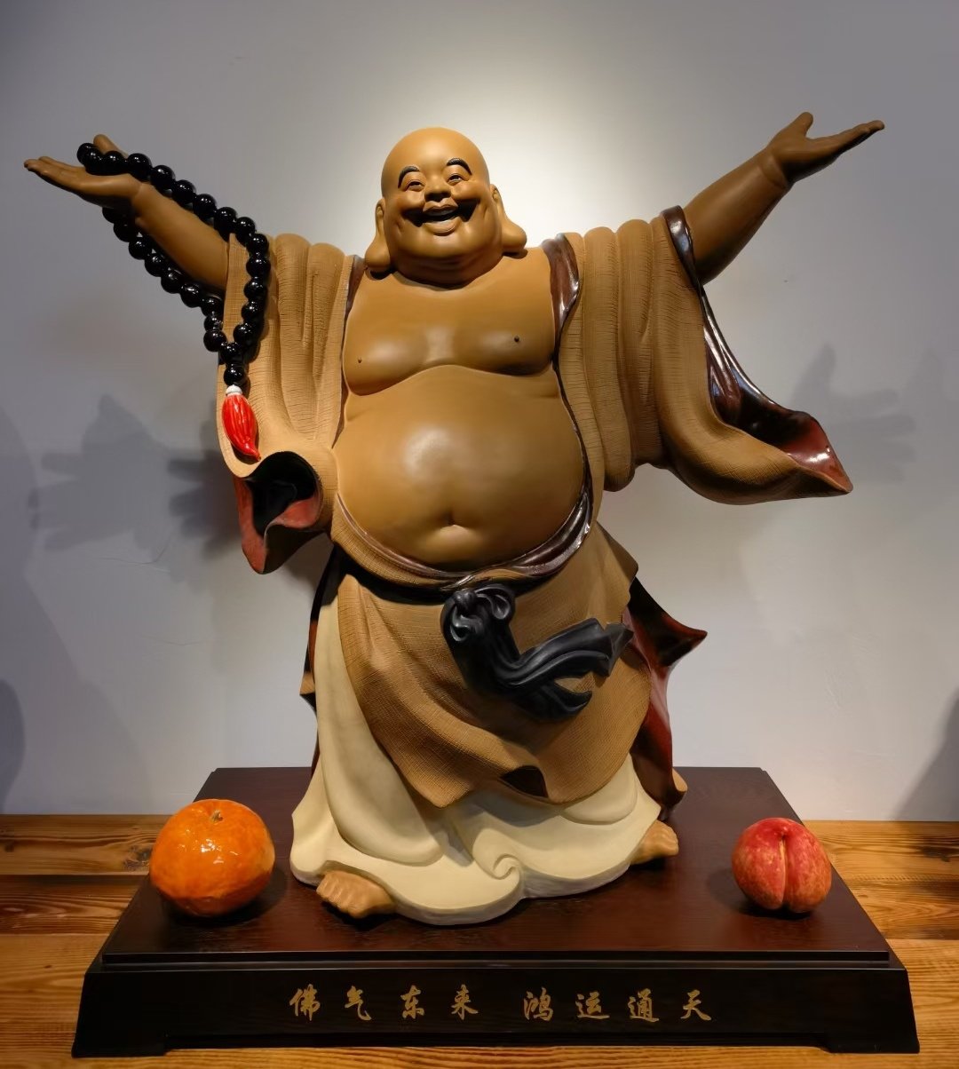 陶瓷禅意弥勒佛手工精品摆件