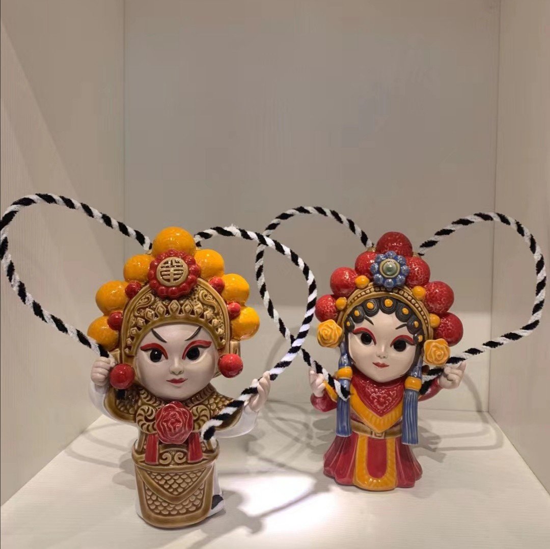 石湾公仔陶瓷戏曲花旦文武生手工摆件粤剧京剧变脸人物创意工礼品