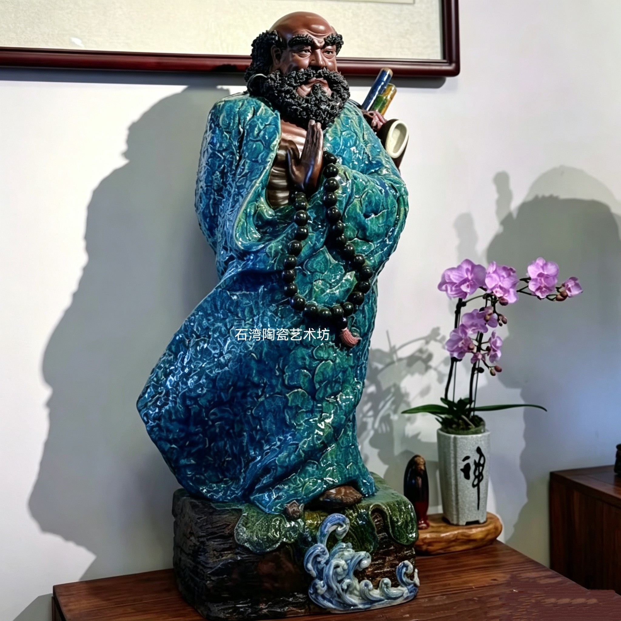 陶瓷达摩东渡手工摆件禅意人物