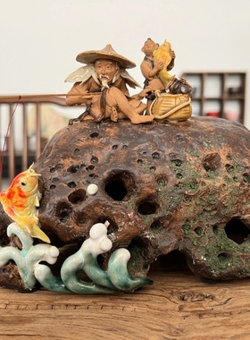 石湾公仔陶瓷渔翁喜获渔利