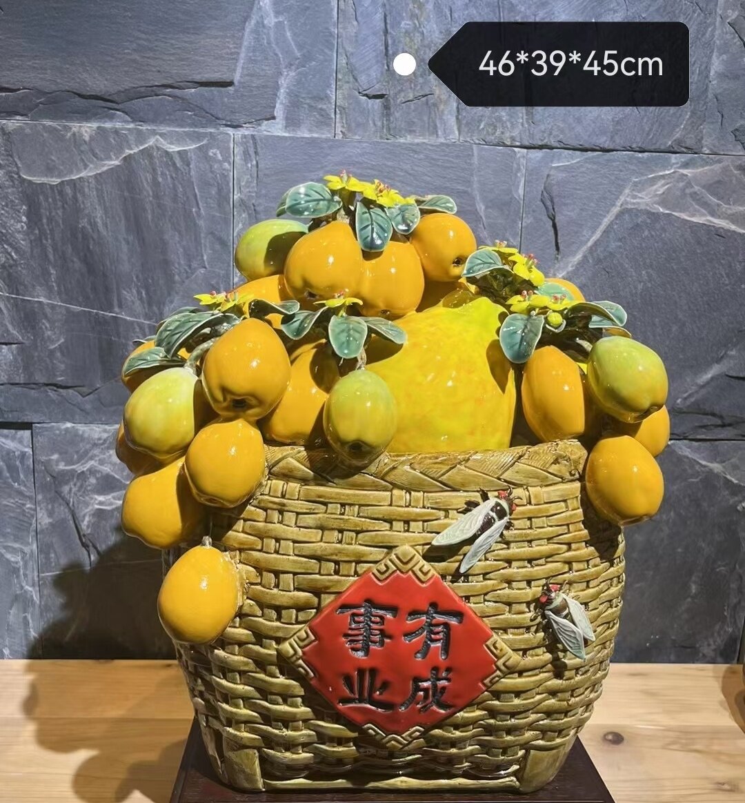 陶瓷水果桃子柿子苹果手工花篮