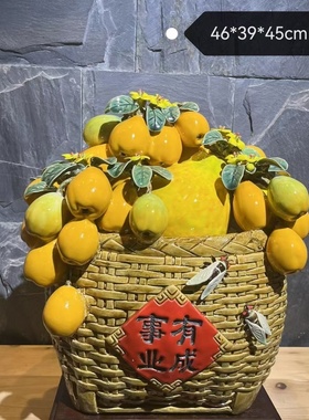 陶瓷水果桃子柿子苹果手工花篮