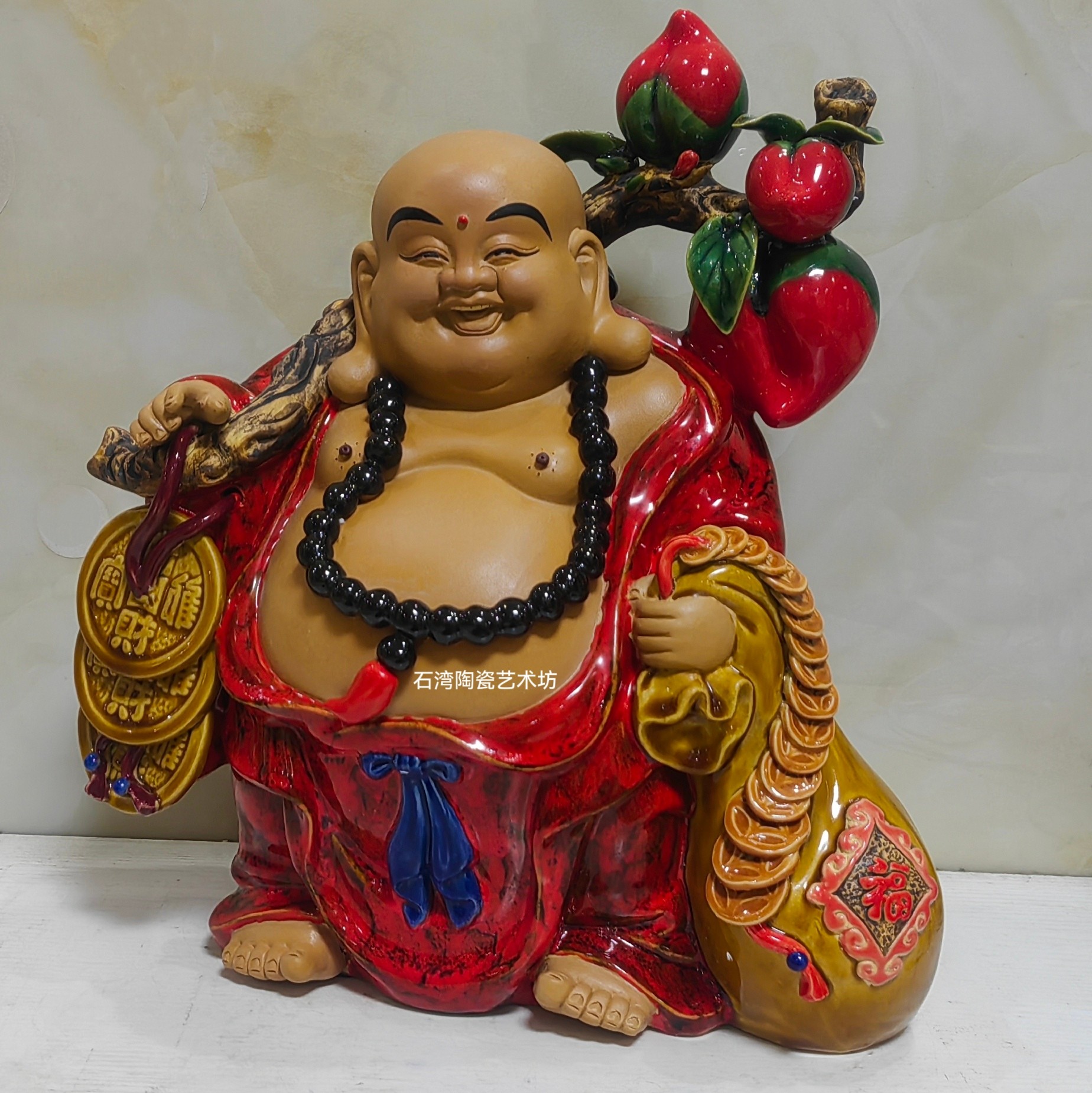 陶瓷大肚佛弥勒佛手工招财摆件