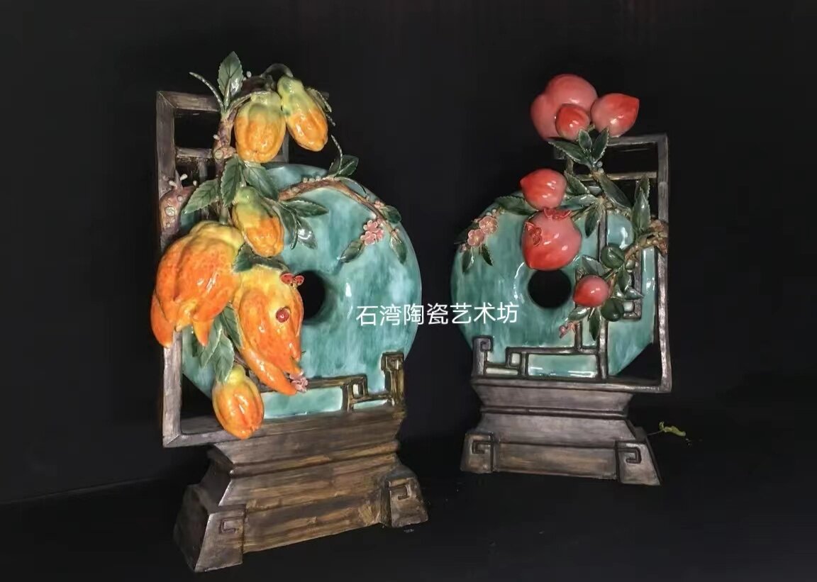 金玉满堂平安扣聚财佛手石湾陶瓷