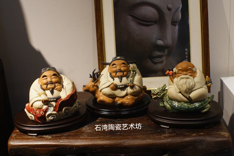 陶瓷福禄寿佛像风水手工家居摆件